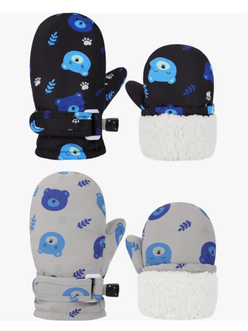 NEW Toddler Baby Mittens Winter Warm Lined Fleece Gloves Waterproof Snow 6-24 M